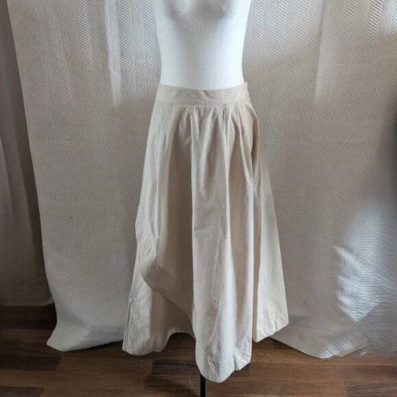 Zara Cotton Beige Maxi Skirt Size Large Flowy Summer Neutral Boho Minimalist - Picture 1 of 10